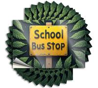 Car Stickers and Decals Vintage School Bus Stop Sign Surrounded By Lush Green Leaves Stickers 10Pcs Toolbox Stickers and Decals Decal Stickers for Car(12X18CM)