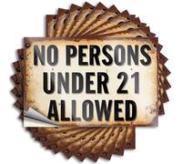 Car Stickers and Decals Vintage Sign: No Persons Under 21 Allowed Stickers 10Pcs Toolbox Stickers and Decals Decal Stickers for Car(12X18CM)