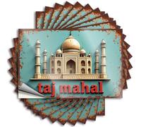 Car Stickers and Decals Vintage Style Taj Mahal Architectural Print Stickers 10Pcs Toolbox Stickers and Decals Decal Stickers for Car(12X18CM)