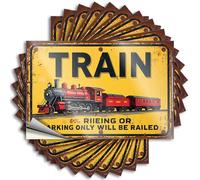 Car Stickers and Decals Vintage Train Warning Sign: 'Riding Or Parking Only Will Be Raile Stickers 10Pcs Toolbox Stickers and Decals Decal Stickers for Car(6X9CM)