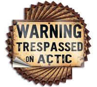 Car Stickers and Decals Vintage Warning Sign: Trespassing Forbidden in Attic Stickers 10Pcs Toolbox Stickers and Decals Decal Stickers for Car(6X9CM)