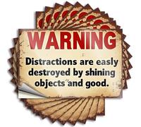 Car Stickers and Decals Warning: Distractions Vanish with Shining Objects and Goodness Stickers 10Pcs Toolbox Stickers and Decals Decal Stickers for Car(8X12CM)