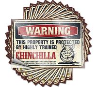 Car Stickers and Decals Warning This Property is Protected by A Highly Trained Chinchilla Funny Sticker 10 Pcs Stickers for Cars Toolbox Stickers and Decals(8X12CM)
