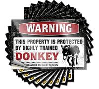 Car Stickers and Decals Warning This Property is Protected By A Highly Trained Donkey Funny Sticker 10 Pcs Funny Hard Hat Stickers for Adults Decals for Cars(8X12CM)