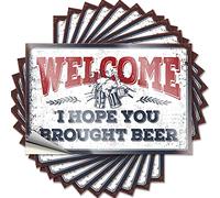 Car Stickers and Decals Welcome I Hope You Brought Beer Funny Sticker 10 Pcs Windshield Stickers for Cars Car Stickers Funny(12X18CM)