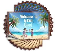 Car Stickers and Decals Welcome to Cool: Beach Fun with Friends Stickers 10Pcs Toolbox Stickers and Decals Decal Stickers for Car(6X9CM)
