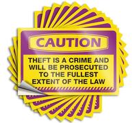 Car Stickers Caution Theft is A Crime and Will Be Prosecuted to The Fullest Extent of The Law Stickers 10Pcs Truck Stickers for Men Tool Decal(6X9CM)