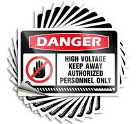 Car Stickers Danger High Voltage Keep Away Authorized Personnel Only Stickers 10Pcs Funny Sticker Cave Man Bar(6X9CM)