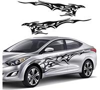 Car Stickers Decals Tags Applique,Cool Car Stickers for Men, Large Car Body Stickers, Black Flame Graphics Car Decals Vinyl for Body Side Door, Waterproof Stickers Stripe Decal for Racing Truck SUV, C