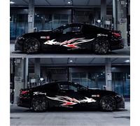 Car Stickers, Flame Dragon Totem Waist Line Decorative Vinyl Decal Car Body Stickers 2PCS(White+Red)