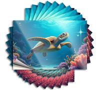 Car Stickers for Men A Sea Turtle Swims Gracefully Among Vibrant Coral Reefs Sticker 10Pcs Car Stickers for Women Man Cave Decor and Accessor(12X18CM)