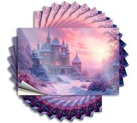 Car Stickers for Men A Snowy Castle at Sunset with Vibrant Flowers in The Foreground Sticker 10Pcs Car Stickers Funny Sticker(12X18CM)