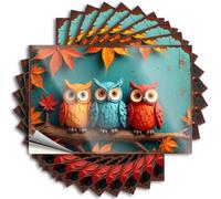 Car Stickers for Men Autumnal Owls: A Colorful Trio On Branch with Falling Leaves Stickers 10Pcs Cave Door Sign Stickers Funny(12X18CM)