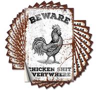 Car Stickers for Men Beware Chicken Shit Everywhere Funny Sticker 10 Pcs Prank Bumper Stickers Mechanic Stickers(8X12CM)