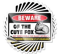 Car Stickers for Men Beware of Cute Fox Funny Sticker 10 Pcs Bumper Sticker Stickers for Car(8X12CM)
