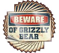 Car Stickers for Men Beware of Grizzly Bear Funny Sticker 10 Pcs Stickers for Car Car Stickers and Decals (Size : 6X9CM)