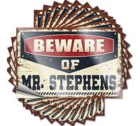 Car Stickers for Men Beware of Mr. Stephens Funny Sticker 10 Pcs Decals for Cars Car Stickers(8X12CM)