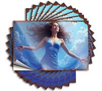 Car Stickers for Men Blue Sky Dreams: A Woman in A Flowing Dress Soaring Through The C Stickers 10Pcs Bumper Stickers Funny Stickers for Cars(8X12CM)