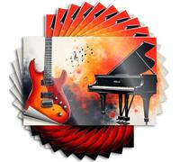 Car Stickers for Men Electric Guitar and Grand Piano in Harmony Stickers 10Pcs Funny Home Decor Decals for Cars(12X18CM)