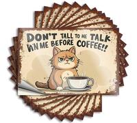 Car Stickers for Men Grumpy Cat with Coffee: 'Don't Talk to Me Before Coffee!' Stickers 10Pcs Funny Stickers for Adults Car Stickers(8X12CM)
