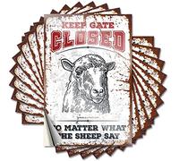 Car Stickers for Men Keep Gate Closed No Matter What The Sheep Say Funny Sticker 10 Pcs Bar Signs for Home Decor Tool Box Stickers(8X12CM)