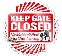 Car Stickers for Men Keep Gate Closed No Matter What The Shih Tzu Say Funny Sticker 10 Pcs Man Cave Funny Signs Funny Signs for Home Decor(6X9CM)