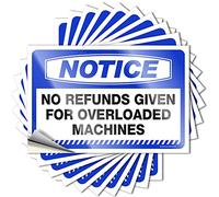 Car Stickers for Men Notice No Refunds Given for Overloaded Machines Stickers 10 Pcs Men Cave Decor Racing Stickers(6X9CM)