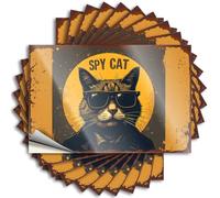 Car Stickers for Men Spy Cat: The Ultimate Stealthy Feline Agent Stickers 10Pcs Sign Decor Automotive Sticker Pack(6X9CM)