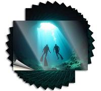 Car Stickers for Men Two Divers Exploring an Underwater Cave Stickers 10Pcs No Stupid People Sign Prank Stickers for Adults(12X18CM)