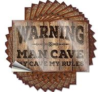 Car Stickers for Men Warning Man Cave My Cave,My Rules Funny Sticker 10 Pcs Men Cave Decor Racing Stickers(6X9CM)
