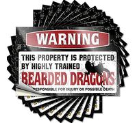 Car Stickers for Men Warning This Property is Protected by A Highly Trained Bearded Dragon1 Funny Sticker 10 Pcs Man Cave Wall Decor Decal Stickers for Cars(6X9CM)
