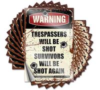 Car Stickers for Men Warning Trespassers Will Be Shot Survivors Will Be Again Funny Sticker 10 Pcs Racing Stickers Mechanic Stickers(8X12CM)