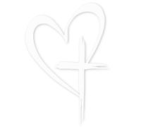 Car Stickers for Women - White Heart Cross Car Sticker, Love Heart Cross Stickers, Waterproof Christian Cars Accessories, Window Decals, Decals for Vehicles, Cars Decal for Women Faith-Based Sticker