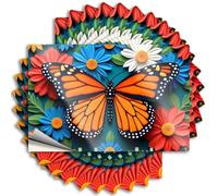 Car Stickers Funny A Monarch Butterfly Surrounded by Colorful Flowers Sticker 10Pcs Funny Signs for Bedroom Car Bandaid Sticker(12X18CM)
