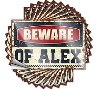 Car Stickers Funny Beware of Alex Funny Sticker 10 Pcs Prank Stickers for Adults Stickers for Your Car(6X9CM)