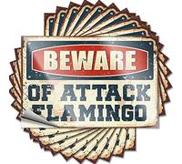 Car Stickers Funny Beware of Attack Flamingo Funny Sticker 10 Pcs Prank Stickers for Adults Stickers for Your Car(6X9CM)