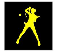 Car Stickers Funny Female Tennis Player Sports Fitness PVC Decal Waterproof Cover Scratch(Yellow,20cm*12cm)