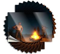 Car Stickers Funny Four People Gather Around A Campfire Under A Starry Sky Sticker 10Pcs Funny Signs for Bedroom Car Bandaid Sticker(12X18CM)