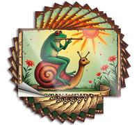 Car Stickers Funny Frog Playing Flute On Snail Shell Under Sunny Sky Stickers 10Pcs Mechanic Stickers Tool Box Stickers(8X12CM)