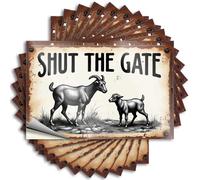 Car Stickers Funny Goatly Warning: Shut The Gate! Stickers 10Pcs Mechanic Stickers Tool Box Stickers(12X18CM)