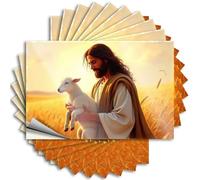 Car Stickers Funny Jesus Holding A Lamb in The Golden Field Stickers 10Pcs Bar Signs for Home Decor Car Stickers Funny(8X12CM)