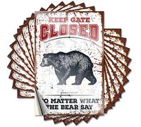 Car Stickers Funny Keep Gate Closed No Matter What The Bear Say Funny Sticker 10 Pcs Man Cave Sign Decor Bar Rules Sign(8X12CM)