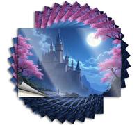Car Stickers Funny Mystical Castle Under The Full Moon Stickers 10Pcs Man Cave Wall Decor Car Stickers and Decals(12X18CM)