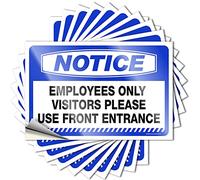 Car Stickers Funny Notice Employees Only Visitors Please Use Front Entrance Stickers 10 Pcs Stickers for Your Car Man Cave Wall Decor(8X12CM)
