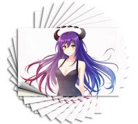 Car Stickers Funny Purple-Haired Devil with Horns and Black Dress Stickers 10Pcs Funny Sticker Cave Door Sign(6X9CM)