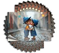 Car Stickers Funny Rainy Romance: A Sweet Kiss Under The Raindrops Stickers 10Pcs Man Cave Wall Decor Car Stickers and Decals(12X18CM)