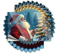 Car Stickers Funny Santa's Magical Christmas Night Stickers 10Pcs Funny Sticker Cave Door Sign(6X9CM)