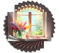 Car Stickers Funny Sunlit Window with Vibrant Flowers Stickers 10Pcs Man Cave Wall Decor Car Stickers and Decals(12X18CM)