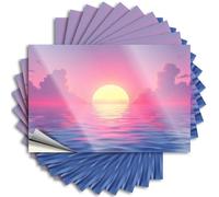 Car Stickers Funny Sunset Over The Ocean with Birds Flying Stickers 10Pcs Man Cave Wall Decor Car Stickers and Decals(6X9CM)
