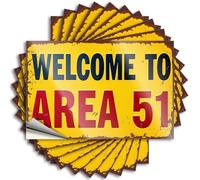 Car Stickers Funny Welcome to The Mysterious Area 51 Stickers 10Pcs Funny Sticker Cave Door Sign(12X18CM)